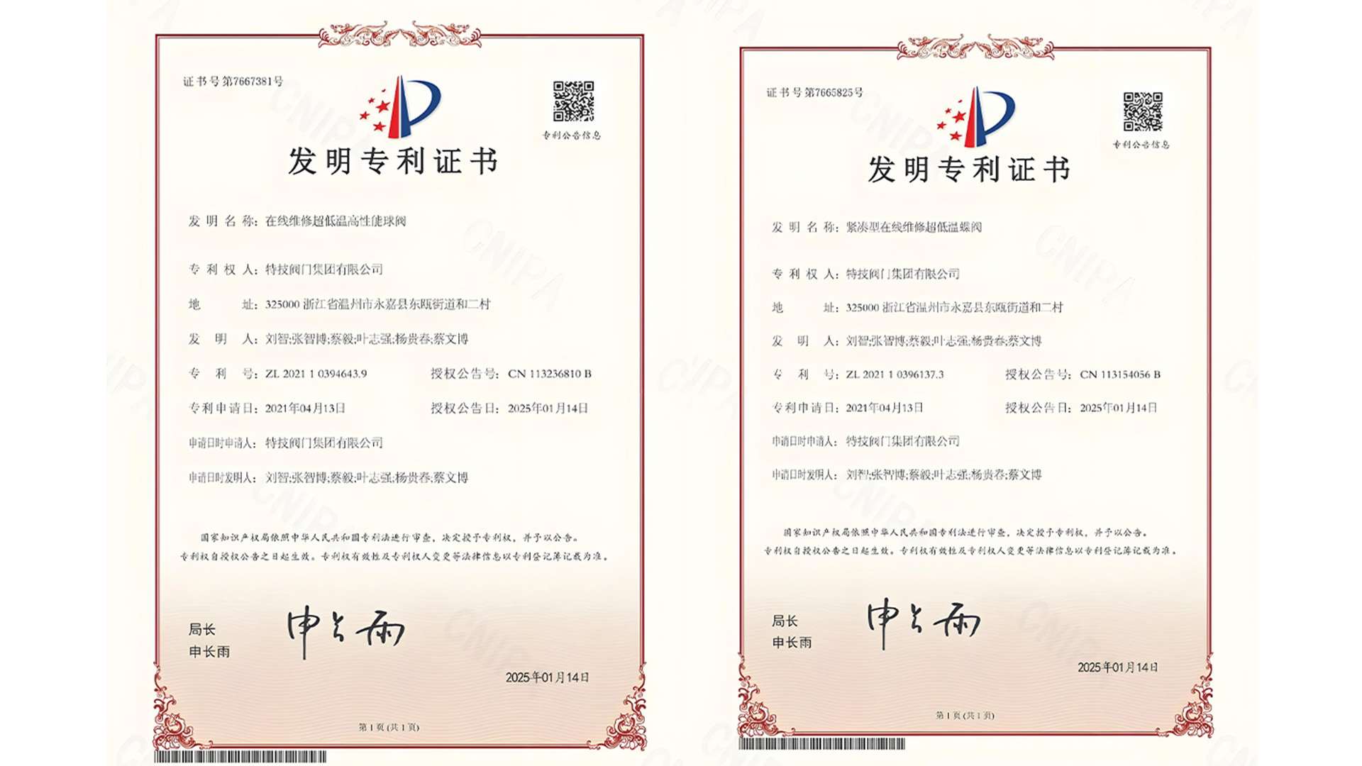 特技阀门集团获两项发明专利，突破极端工况阀门技术